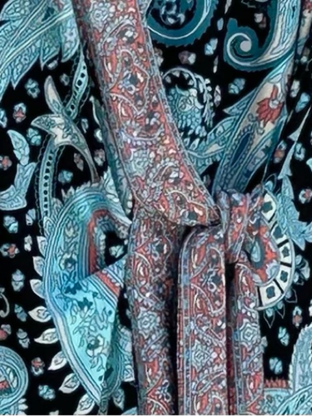 BCBG MaxAzria Adele 3/4 Sleeve Wrap Dress Paisley Boho Western Resort Career, M - Picture 7 of 16